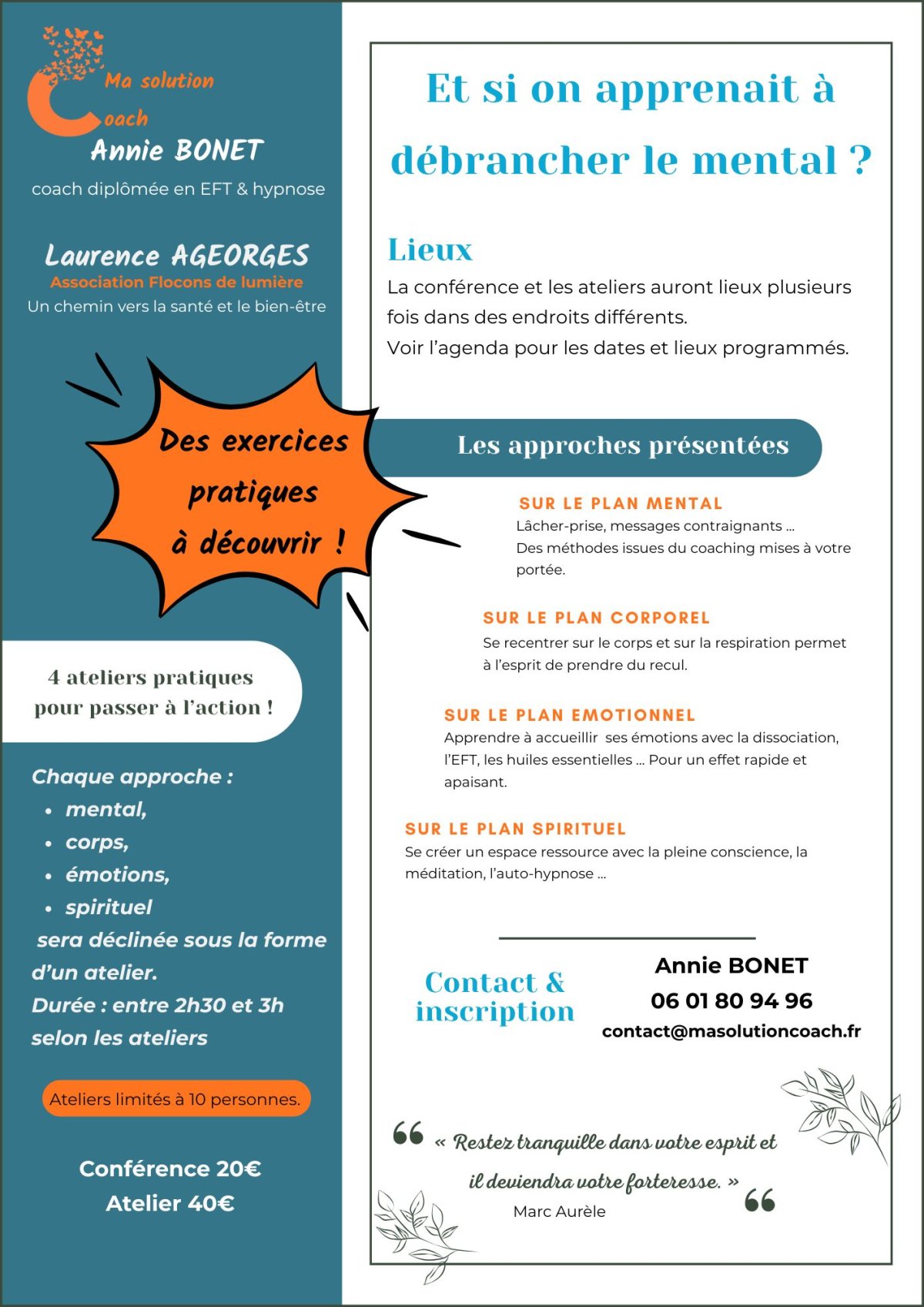 Et si on apprenait à débrancher le mental ? Conférence calme mental